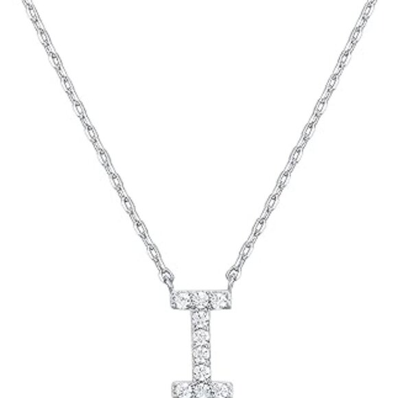 14K White Gold Initial Necklace Letter Dainty Diamond Gift Present A - O - Picture 9 of 16